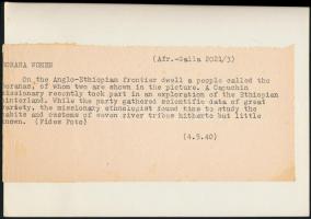 1936 Afrikában készült 2 db vintage sajtófotó, angol nyelven feliratozva, 18x13 cm / 2 photos from A...