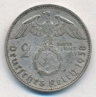 Német Harmadik Birodalom 1938E 2M Ag "Hindenburg" T:2,2- 
German Third Reich 1938E 2 Mark...