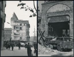 1965 Budapest, a Nemzeti Színház bontásáról 4 db vintage fotó, 9x14 cm