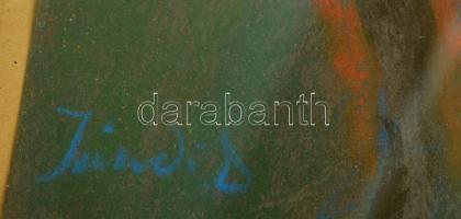 Jándi jelzéssel: Kalapos férfiak. Pasztell, papír, üvegezett keretben, 24×32 cm