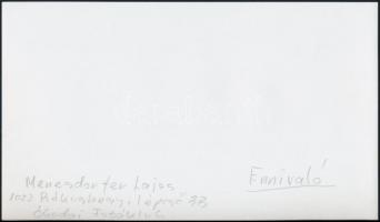 cca 1981 Menesdorfer Lajos (1941-2005) hagyatékából 3 db vintage fotóművészeti alkotás, feliratozva ...