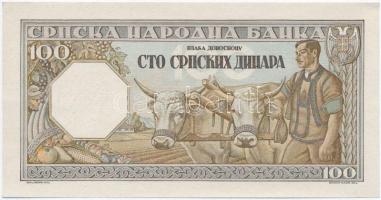 Szerbia / Német megszállás 1943. 100D T:I,I- Serbia / German occupation 1943. 100 Dinara C:UNC,AU