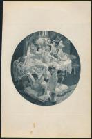 Franz von Bayros (1866-1924): Orgia, erotikus kisgrafika, heliogravűr, papír, jelzett a heliogravűrön, 14×12,5 cm