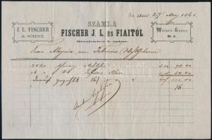 1861 Budapest V. Bécsi utca Fischer J. L. fejléces számla