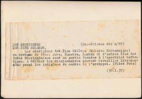 cca 1937 Brit-Malajziában készült felvétel az őslakosokról, francia nyelven feliratozott sajtófotó, ...