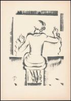 Molnár C. Pál (1894-1981): Telefonos kisasszony, ofszet, papír, jelzett az ofszeten, 29,5×21 cm