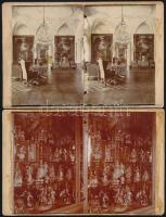 cca 1920 Térhatású - sztereó - fényképek egy kastély berendezéséről, 8 db vintage képpár, 10x7 cm, k...