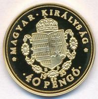 DN "Magyar aranypénzek utánveretben - Rákóczi Ferenc jubileumi 40 pengő" aranyozott Ag eml...