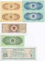 Kínai Népköztársaság 1953. 1F (2x) + 2F (2x) + 5F + 1980. 1J + 1979. 1Y Deviza tanúsítvány T:I-III
...