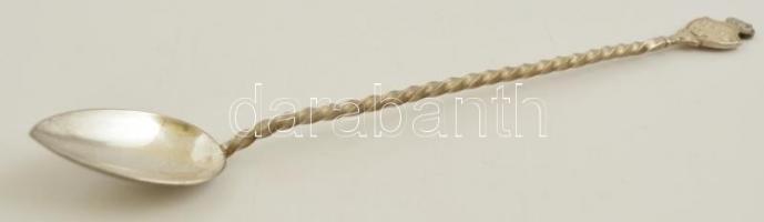 Ezüst (Ag.) hosszú nyelű mokkás kanál svéd címerrel (6 db), jelzett, mesterjeggyel, h:16,5 cm (6×), ...