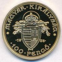 DN "Magyar aranypénzek utánveretben - Szent István jubileumi 100 pengő" aranyozott Ag emlé...