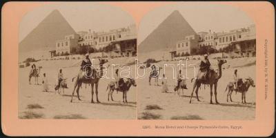 1898 Egyiptomi sztereó papírpozitív képpár, 9x18 cm