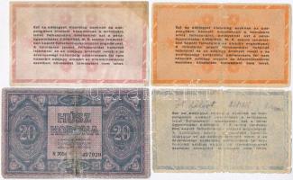 7db-os vegyes magyar korona, pengő, adópengő és forint bankjegy tétel, közte 1919. augusztus 9. 20K ...