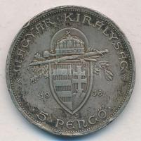 1938. 5P Ag "Szent István" T:2- ph., patina 
Adamo P8.1