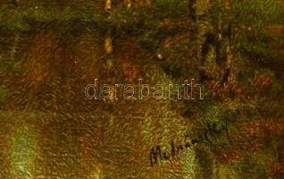 Mednyánszky jelzéssel: Tájkép nyírfákkal. Olaj, karton, sérült keretben, 22×28 cm