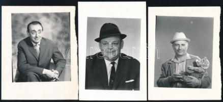Tolnai Klári, Kibédi Ervin és Gobbi Hilda színészekről készült fényképek, 8 db kép, 9x7 cm és 11x17 ...
