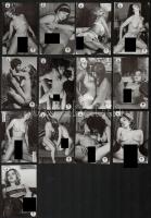 cca 1965 Pornó fotók römi kártyához, 13 db fénykép, 9x6 cm