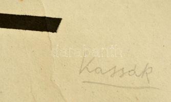 Kassák jelzéssel: Kompozíció. Tus, papír (gyűrött), 41×30 cm