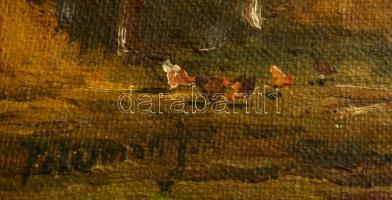 Peterman jelzéssel: Lovak befogása, olaj, vászon, díszes, sérült fa keretben, 23,5×30,5 cm