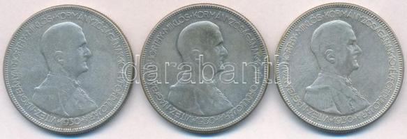 1930. 5P Ag Horthy jobbra (3x) T:2-,3