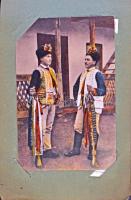 77 db RÉGI magyar folklór motívumlap és hortobágyi képeslap kis méretű albumban / 77 pre-1945 Hungar...