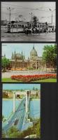 Villamosok Budapesten, 7 db vintage fénykép, hozzáadva 4 db modern képeslapot, 9x14 cm és 10x15 cm k...