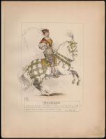 1890 Louis Vallet (1856-1940 Lovakat és főként katonákat ábrázoló 5 db színes fametszet. / Wood engr...