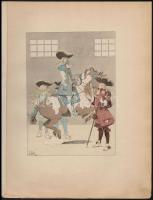 1890 Louis Vallet (1856-1940 Lovakat és főként katonákat ábrázoló 5 db színes fametszet. / Wood engr...