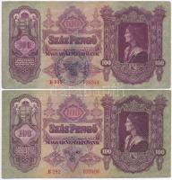 1930. 100P (2x) mindkettő hamis felülbélyegzéssel (fake overprint) T:III,III-