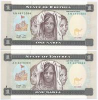 Eritrea 1997. 1N (2x) sorszámkövetők T:I,I- Eritrea 1997. 1 Nakfa (2x) sequential serials C:UNC,AU