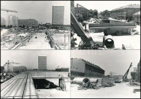 cca 1980 Budapesti városképek a metró építkezések felszíni munkálatairól, 38 db vintage fotó, 9x12 cm és 10x15 cm között