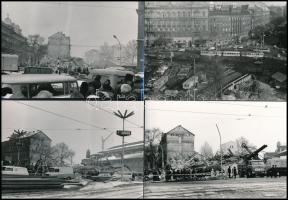 cca 1980 Budapesti városképek a metró építkezések felszíni munkálatairól, 38 db vintage fotó, 9x12 c...