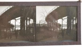 cca 1920 Térhatású - sztereó - felvételek különféle témákról, 13 db diapozitív üveglemez képpár, 6x1...