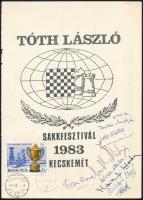 1983 a Tóth László Sakkfesztivál résztvevőinek aláírásai a rendezvény emléklapján