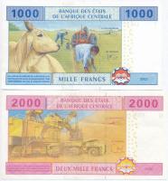 Közép-afrikai Államok / Kamerun 2002. 2000Fr + Egyenlítői Guinea 2002. 1000Fr T:III 
Central Africa...