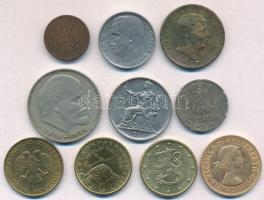 10db-os vegyes külföldi fémpénz tétel, érdekesebb darabokkal, közte Ausztria 1859A 1kr Cu; Olaszorsz...