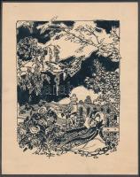1912 Márton Ferenc (1884-1940):Tündérkert. Tus. papír, jelzett, 23x18 cm