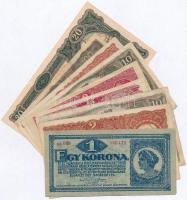 1916-1923. 9db-os magyar korona bankjegy tétel T:II,III