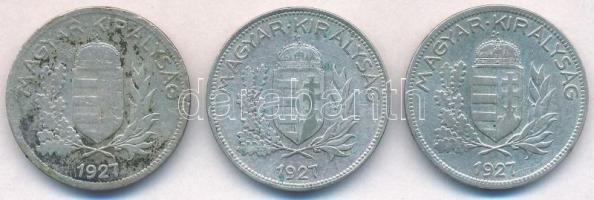 1927. 1P Ag (3x) T:2-,3 patina