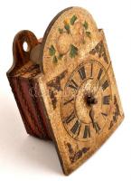 Schwarzwaldi fali óra, részben kézzel festett számlappal, hiánytalan, működik, 23×16 cm