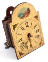 Schwarzwaldi fali óra, litográf számlappal, hiánytalan, működik, 23×16 cm