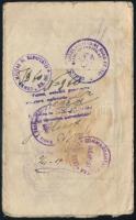 1919 Román megszálló hatóságok által kiállított igazolvány. Budapest VII. - Szeged. Sok pecséttel  /...