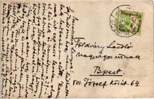 1916 Kürtös, Curtici; padon ülő úr kutyákkal / man sitting on a bench with dogs. photo  (EK)