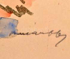 Márffy Ödön (1878-1959): Női akt kancsóval. Színezett litográfia, papír (szakadásokkal), jelzett,  2...