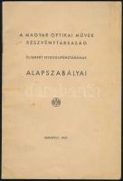 1941 A Magyar Optikai Művek Rt. Elismert nyugdíjpénztárának alapszabályai. Bp., Közlekedési Nyomda Kft. Papírkötés, 39 cm.