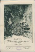 1916 Rajzos emléklap 1916 karácsonyára honvédek részére adott adományért 33x21cm.