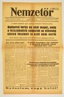 1945 január 9. A Nemzetőr c. nyilas újság, utolsó Budapesten megjelent száma. Restaurált