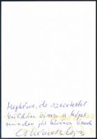 Cs. Németh Lajos (1940-) színész aláírása az őt ábrázoló képen