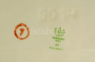 Hollóházi virág mintás tál, kézzel festett, jelzett, hibátlan, 30×30 cm