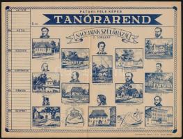 cca 1930 2 db Használatlan Pataki féle tanórarend. Nagyjaink szülőházai, Hazánk története 32x24 cm